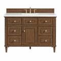 James Martin Vanities 48'' Single Vanity, Mid-Century Walnut w/ 3 CM White Zeus Quartz Top 424-V48-WLT-3WZ